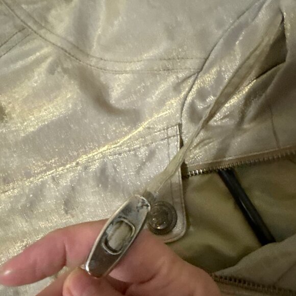 J. GALLERY WOMEN'S  METALLICA  LIGHT GOLD CAR JACKET WITH HOOD SIZE MEDIUM - Picture 4 of 9